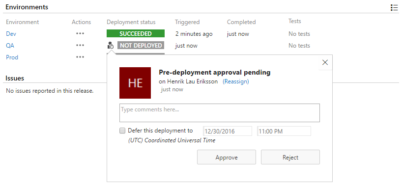 VSTS Release Approval
