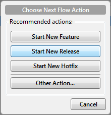 sourcetree git flow start new action gray