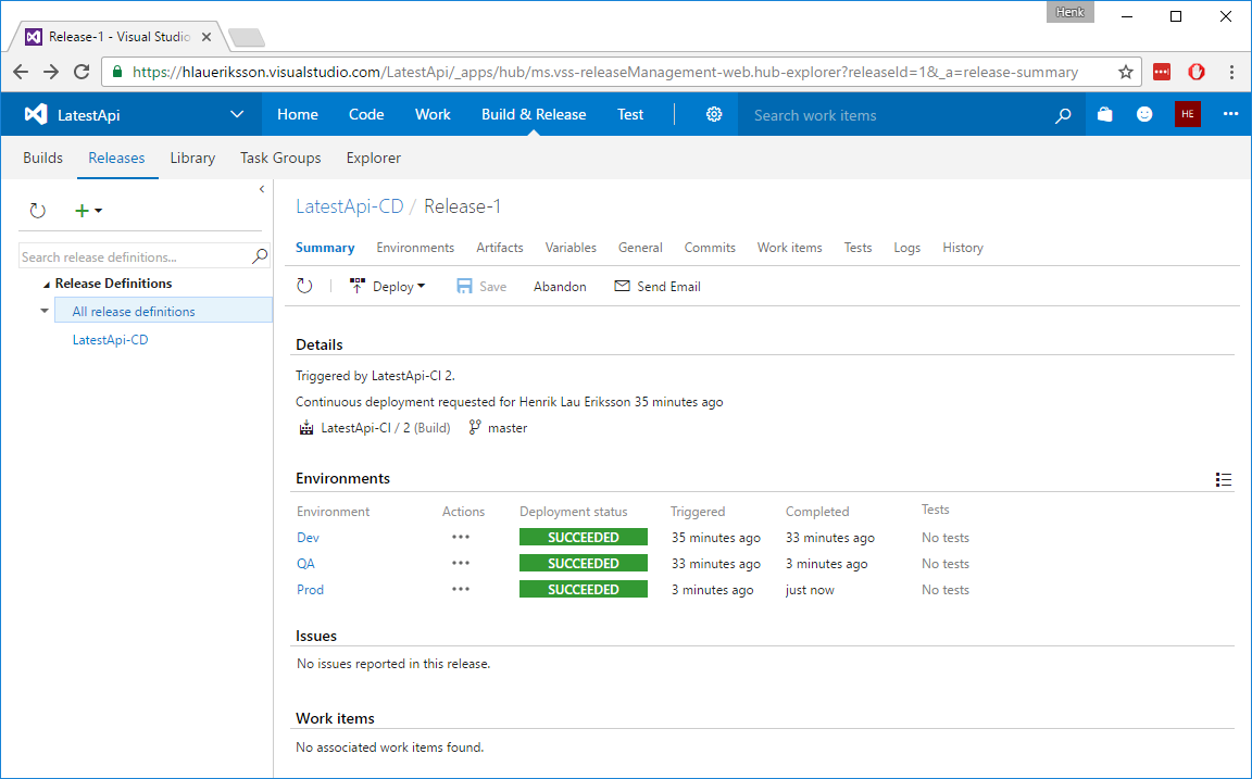 VSTS Release Summary